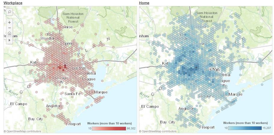 Commuting Patterns based on Hexagonal Grids