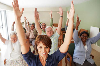 Group of seniors stretching