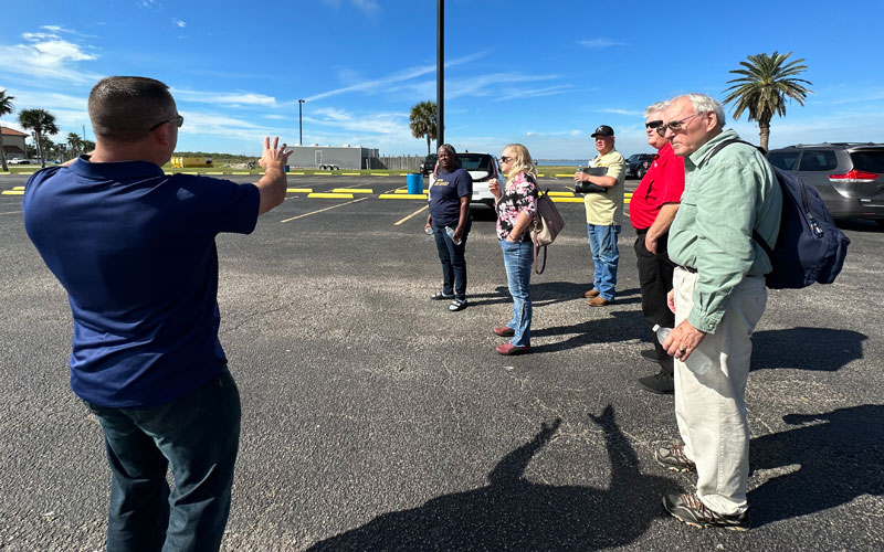 Group in a parking lot