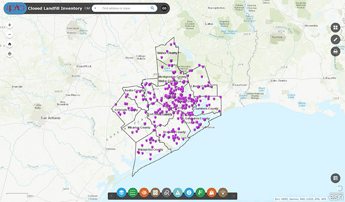 Screenshot of H-GAC's Closed Landfill Inventory App