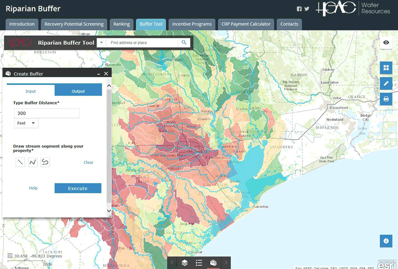 Screen Shot for Riparian Buffer Tool