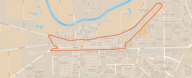 Rosenberg/US 90A Corridor Study Area Map