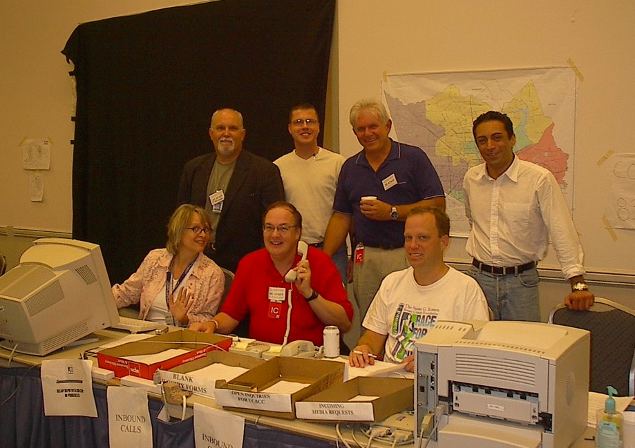 Group photo at the Joint Information Center in the Houston Astrodome in September 2005