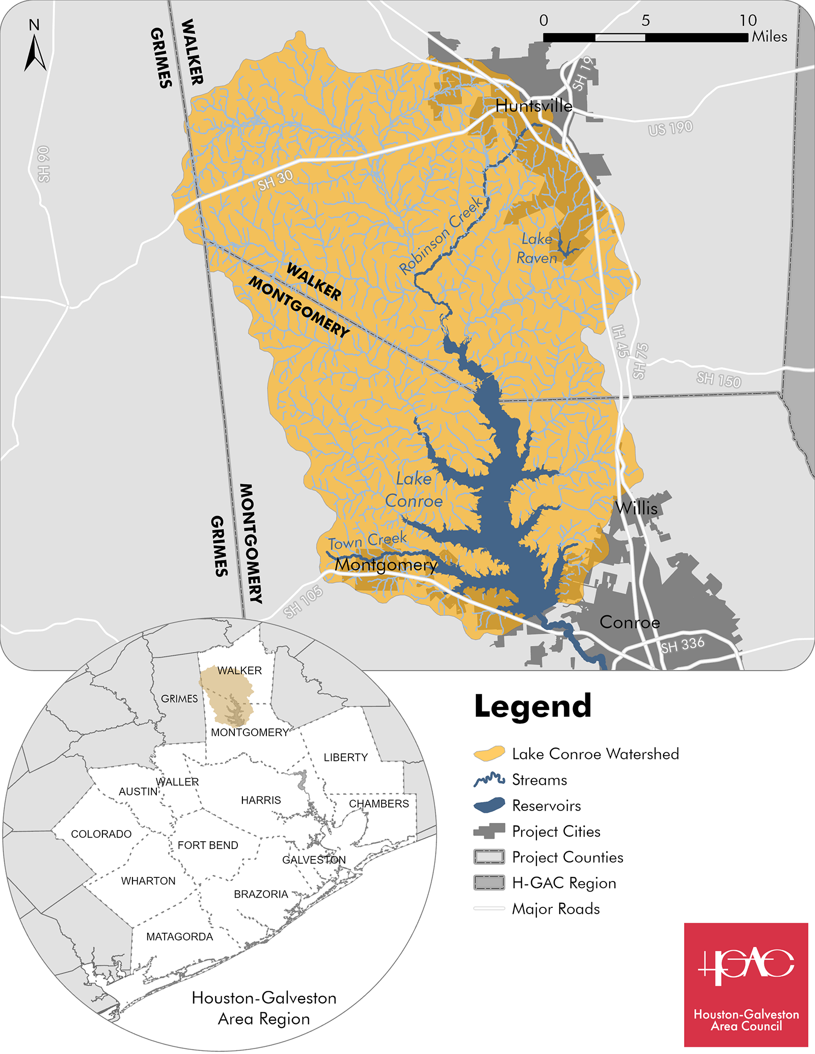 Lake Conroe Watershed Map