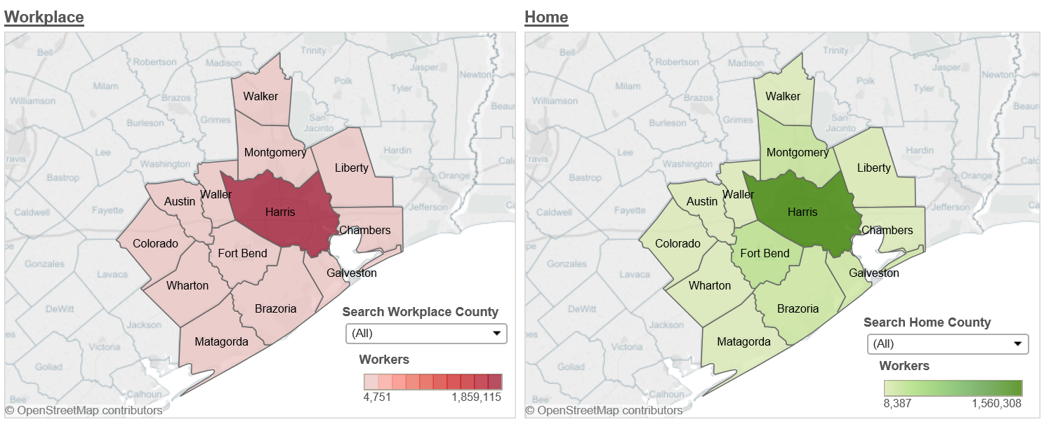 Commuting Patterns based on Counties