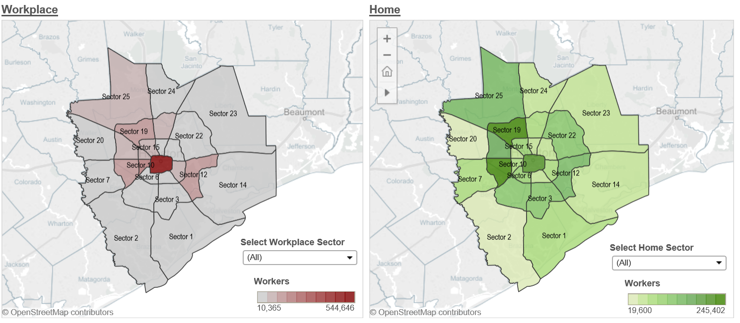 Commuting Patterns based on Regional Sectors